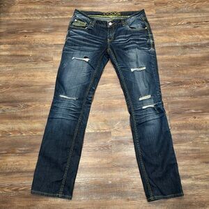 COOGI Bootcut Jeans with Gold Embroidered Pockets Size  11-12  Distressed